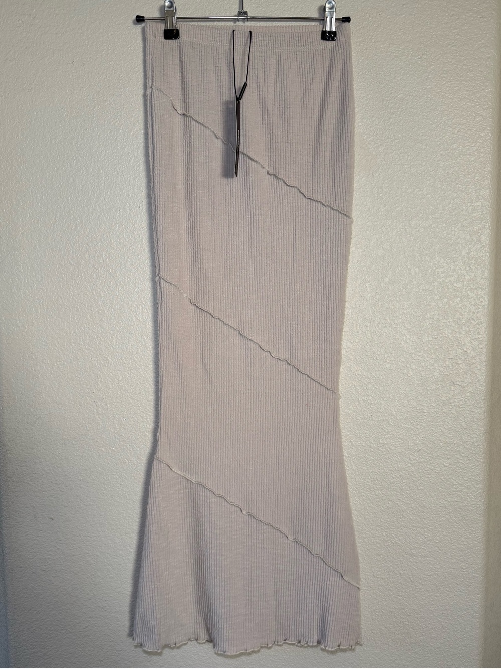 NWT Fashion Nova Taupe Ribbed Maxi Skirt Size XS